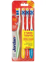 מארז 4 מברשות שיניים ג'ורדן טוטאל קלין אקופארם - ecopharm