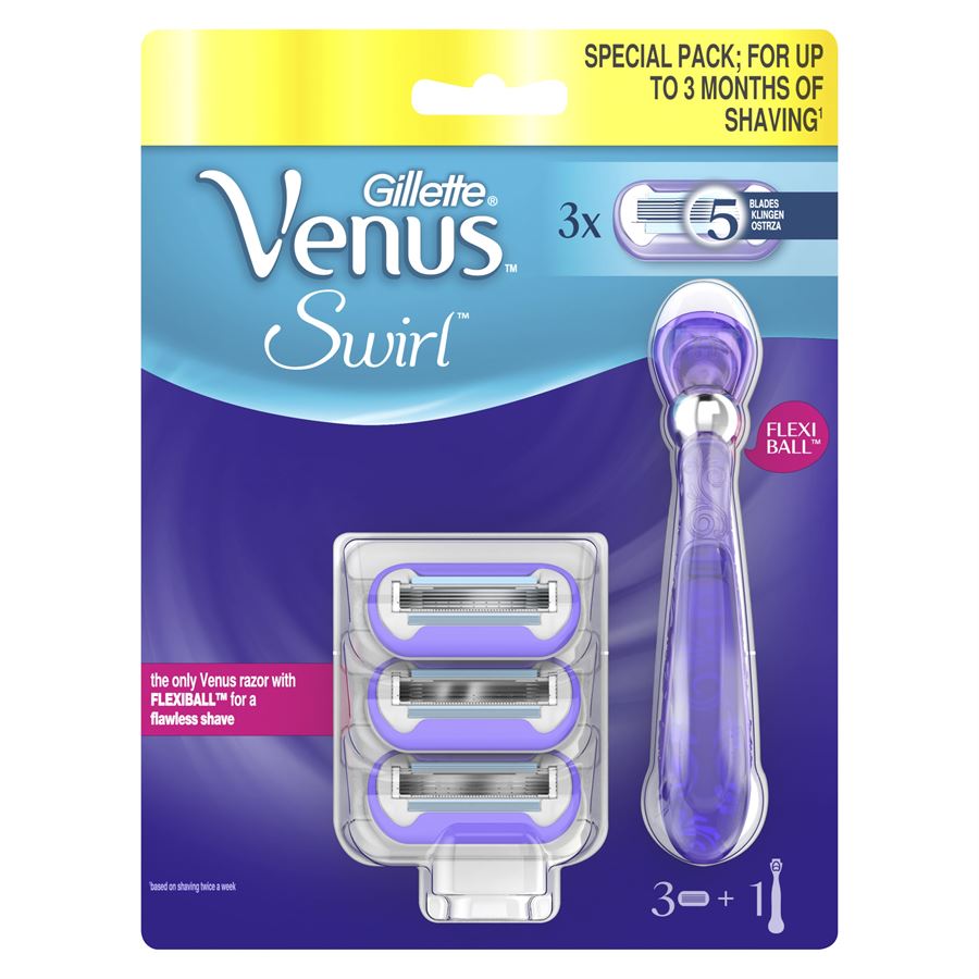 ג'ילט מארז ונוס סווירל ידית+3 סכינים